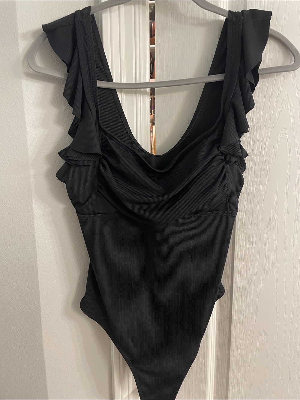 Black Ruffled One-Piece
